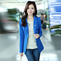 Mlgs Korean Fashion One Button Langarm-Anzug (Marine-Blau)