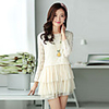 Mlgs Lace Hem Langarm-Kleid (Cream)