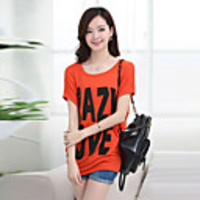 Mlgs Letters Printing Bohren Bat Kurzarm-T-Shirt (Orange)