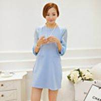 Mlgs Mode Folding Cuff Seven Ärmeln Kleid mit Zubehör (blau)