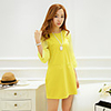 Mlgs Mode Folding Cuff Seven Ärmeln Kleid mit Zubehör (Gelb)