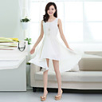 Mlgs Mode Folding Große Hem Chiffon-Kleid (Cream)