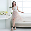 Mlgs Mode Folding Stitching Floral Hem Chiffon-Kleid (Cream)