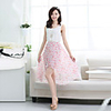Mlgs Mode Folding Stitching Floral Hem Chiffon-Kleid (rot)