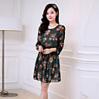 Mlgs Mode Printing Perle Taille Chiffon-Kleid (dunkelgrün)