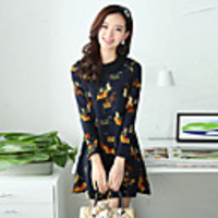 Mlgs Pony Printing Revers Langarm-Kleid (Blau)