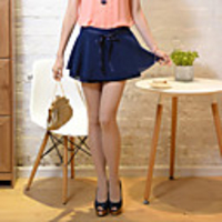 Mlgs Schöne Taille Chiffon kurzen Rock (Marine-Blau)