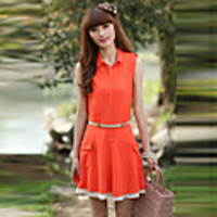 Mlgs Some Revers Abzeichen Ärmelloses Kleid mit Gürtel (Orange)