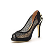 MLKL 868 Atmungsaktive Sexy Spitze-Höhle Schmetterling Fisch-Kopf-Sandalen Schwarz Muster