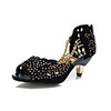 MLKL Diamant Wasserdicht Sandalen Fischkopf mit Hohl Thin Heel Black Shoes In 301