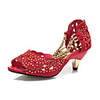 MLKL Diamant Wasserdicht Sandalen Fischkopf mit Hohl Thin Red Heel Schuhe In 301