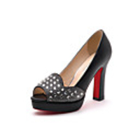 MLKL Fisch-Mund-Diamant-Wasserdicht dick mit High Heels (Schwarz)