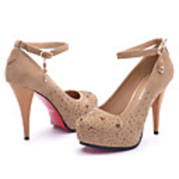 MLKL New Fashion Diamant Dekorative Low High Heels (Cream)