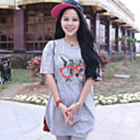 MM Fisch Frauen Korean Lässige Große Kurzarm T-Shirt (46 hellgrau)