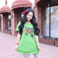 MM Fisch Frauen Korean Lässige Große Kurzarm T-Shirt (47 Grün)