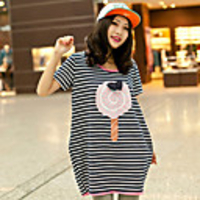 MM Fisch Frauen Korean Lässige Streifen Kurzarm T-Shirt (57 Schirm-Farbe)