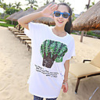 MM Fisch Frauen Korean Print Lässige Large-T-Shirt (12 weiß)