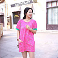 MM Fisch Frauen Koreanisch Cartoon Print Lässige Large-T-Shirt (7 Fuchsia)