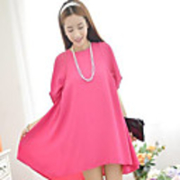 MMS Chiffon Big Size Damen Kleid (Fuchsia)