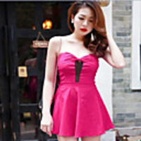 MMS Damen bowknot Sexy Kleid (Fuchsia)