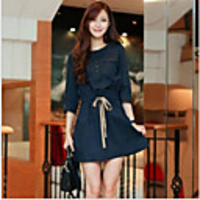 MMS Damen Dreiviertelärmelkleid (Dark Blue)