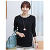 MMS Fake-Two-Piece gestreifte T-Shirt (schwarz)