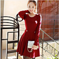 MMS-langärmliges Kleid Taillierte Damen (rot)