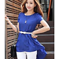 MMS Pure Slim Chiffon Puff Sleeved Shirt (blau)
