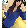 MMS-Revers Schlank Langarm-Chiffon-Shirt (blau)