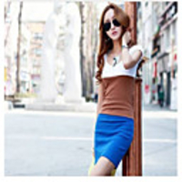 MMS Schlank mit V-Ausschnitt Kurzarm-Kleid