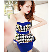MMS Sexy Fashion Color Stitching Volant dünnes Kleid