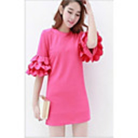 MMS Sexy Ladies Nette Ärmelkleid (Fuchsia)
