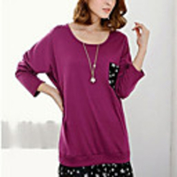 MMS-Sterne-Stitching Printed Chiffon gefälschte zweiteilige Shirt (Fuchsia)