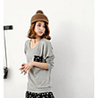 MMS-Sterne-Stitching Printed Chiffon gefälschte zweiteilige Shirt (Grau)
