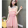 MMS unregelmäßiger Rand Chiffon Ladies Dress (Pink)