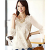 MMS wulstige Spitze Langarm-Chiffon-Shirt (weiß)