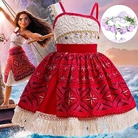 Moana Prinzessin Moana Kleid Kostüm Blumenkrone Mädchen Film Cosplay Kostüme zum Thema Film und Fernsehen Karneval Kindertag Welttag des Buches Party Geburtstag Strand