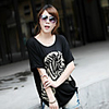 Modal Bedruckte T-Shirt Fhonier Damen Kurzarm 250