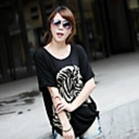Modal Bedruckte T-Shirt Fhonier Damen Kurzarm 250