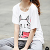Modal Bedruckte T-Shirt Fhonier Damen Kurzarm 253