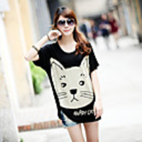 Modal Bedruckte T-Shirt Fhonier Damen Kurzarm 260