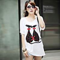 Modal Bedruckte T-Shirt Fhonier Damen Kurzarm 266
