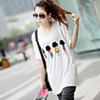 Modal Bedruckte T-Shirt Fhonier Damen Kurzarm 271