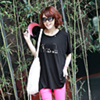Modal Bedruckte T-Shirt Fhonier Damen Kurzarm 310