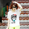 Modal Bedruckte T-Shirt Fhonier Damen Kurzarm 319