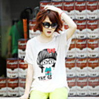 Modal Bedruckte T-Shirt Fhonier Damen Kurzarm 319