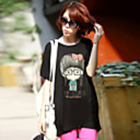 Modal Bedruckte T-Shirt Fhonier Damen Kurzarm 319