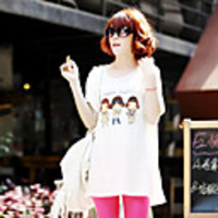 Modal Bedruckte T-Shirt Fhonier Damen Kurzarm 322