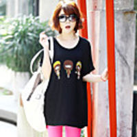 Modal Bedruckte T-Shirt Fhonier Damen Kurzarm 322