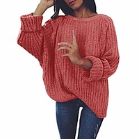 Mode übergroße Pullover Rikay Damen Damen klobig Baggy Strickpullover solide dicke Top-Größe 8-16 uk 6 Farben rot Lightinthebox